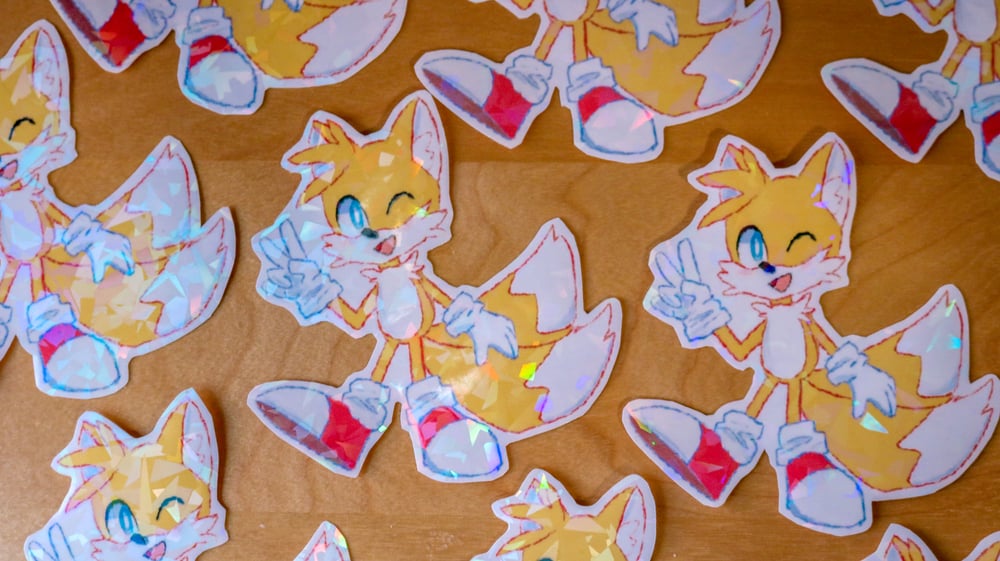 Image of Tails Inspired Holographic Waterproof Sticker