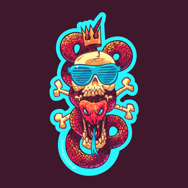 Image of King Skull Snake 5" Sticker