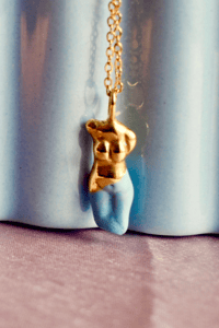 Image 2 of Light Blue Demi Figure Gold Necklace