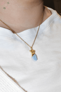Image 1 of Light Blue Demi Figure Gold Necklace