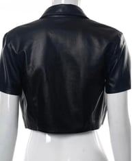 Image 3 of “Pop Out” Leather Blouse