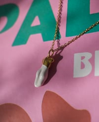 Image 1 of White Demi  Figure  Gold  Necklace 