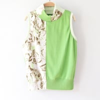 Image 1 of izod lime green mix print 14 courtneycourtney turtleneck sweater vest top tank 