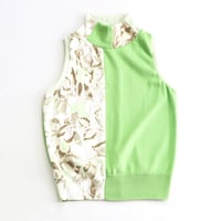 Image 4 of izod lime green mix print 14 courtneycourtney turtleneck sweater vest top tank 
