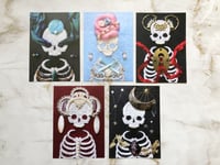 Image 3 of Set D - Set of 5 Postcards Prints of Skeleton Embroidery