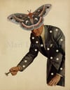 Moth Problem 8.5 x 11 Inch Surreal Masculine Art Paper Collage Print