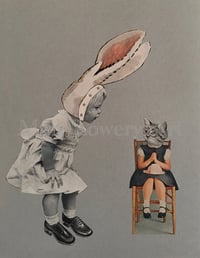 Girl with Rabbit Ears 8.5 x 11 Inch Nursery Decor Paper Collage Print