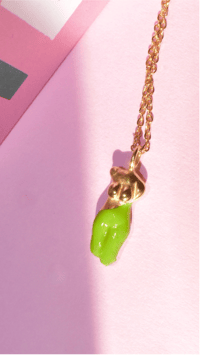 Image 1 of Green Demi  Figure  Gold  Necklace 