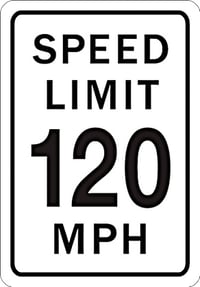 120 mph - metal sign - AS0001