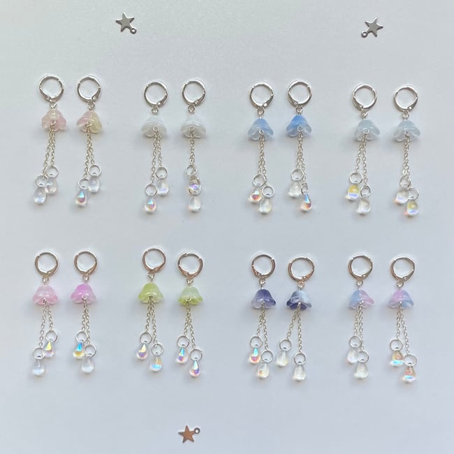 aquatic glass jellyfish earrings