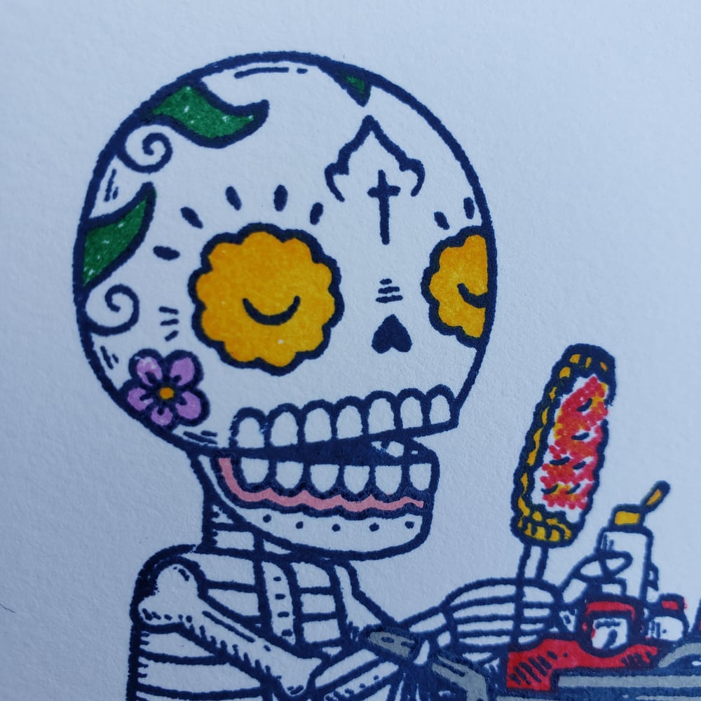 Elotero Calavera Limited Edition Gocco Screenprint