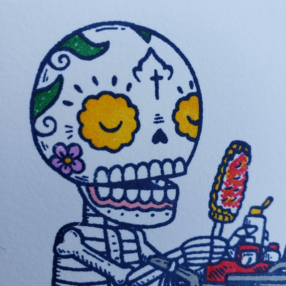 Elotero Calavera Limited Edition Gocco Screenprint 