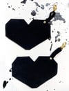 Black Leather Heart Coin Purse - Leather and Suede