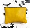 Yellow Leather Wallet with Zipper 