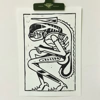 Alien linocut