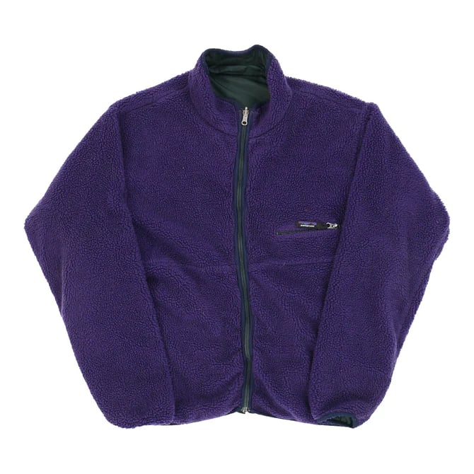 Vintage 90s Patagonia Glissade Reversible Fleece Jacket - Hunter Green &  Purple