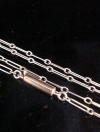 Image 2 of EDWARDIAN PLATINUM TROMBONE / PAPERCLIP FINE LINK CHAIN 16.5" 6.2G