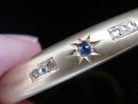 Image 4 of Edwardian 15ct matt yellow gold rose cut diamond sapphire ruby star bangle 9.6g