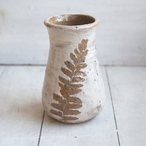 Image of Rustic Nature Vase with Maidenhair Fern Impression, Garden Vase Made in USA