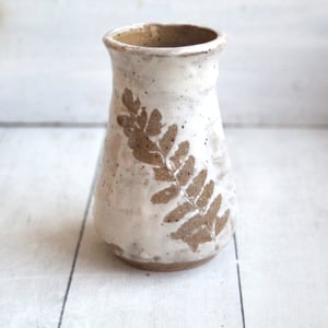 Image of Rustic Nature Vase with Maidenhair Fern Impression, Garden Vase Made in USA