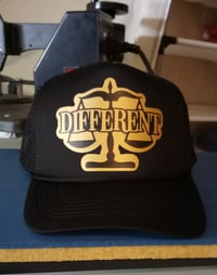 Image 1 of "DIFFERENT" ⚖️ TRUCKER HATS "BLACK/GOLD" & "BURGUNDY/GOLD"