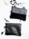 Black Leather and Suede Zipper Wallet 