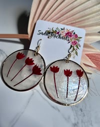 Image 3 of Jungle Flame on Capiz Shell Earrings