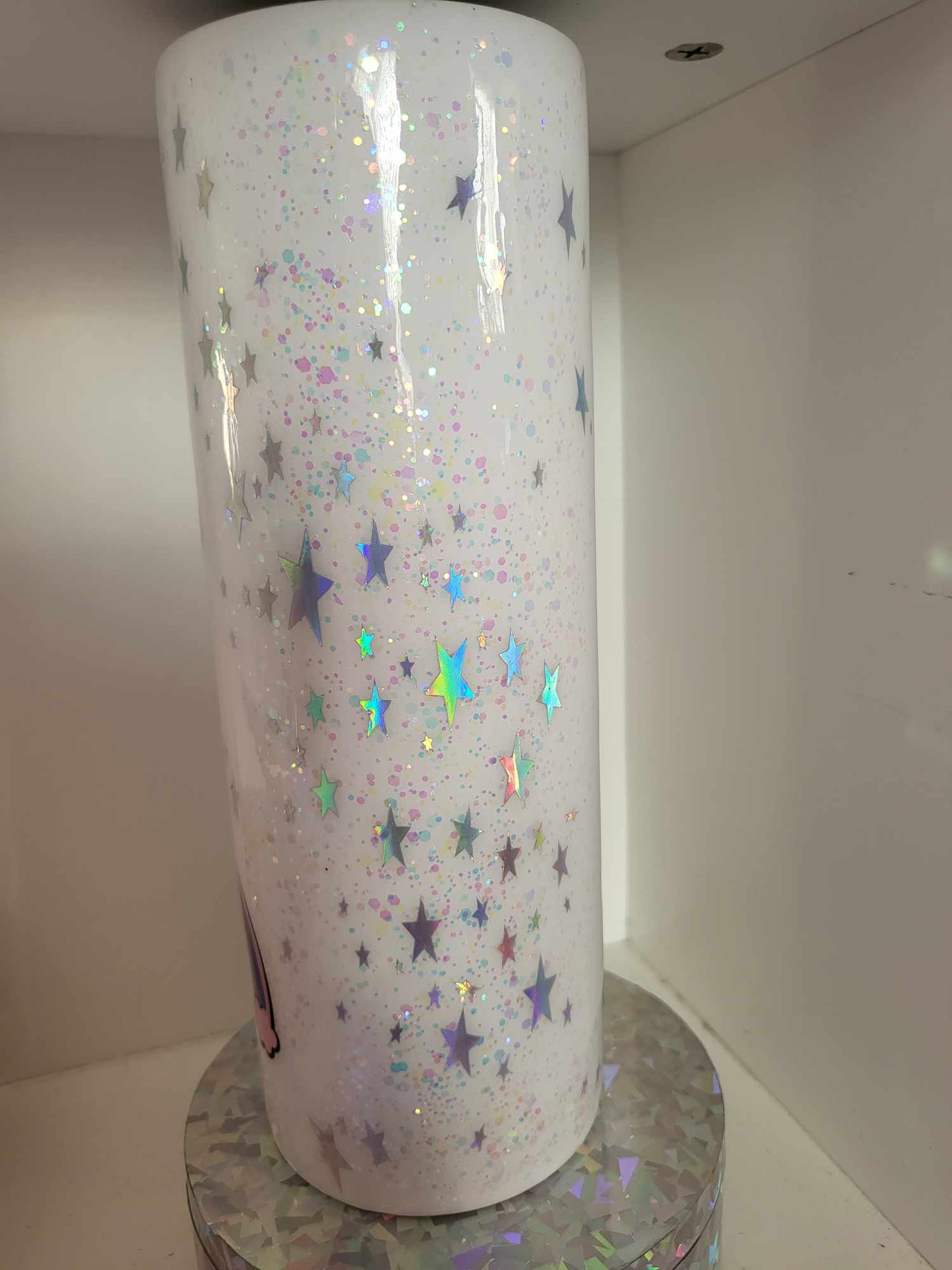 Image of 20oz glitter stars and rainbow hyperion tumbler