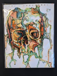 Original Artwork- Orange Drip Skull 8.5x11 inches
