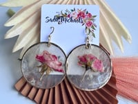Image 1 of Wild Rose on Capiz Shell Earrings