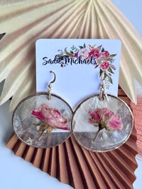 Image 2 of Wild Rose on Capiz Shell Earrings
