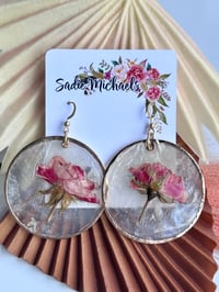 Image 3 of Wild Rose on Capiz Shell Earrings