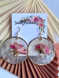 Image 4 of Wild Rose on Capiz Shell Earrings