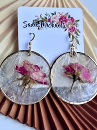 Image 5 of Wild Rose on Capiz Shell Earrings