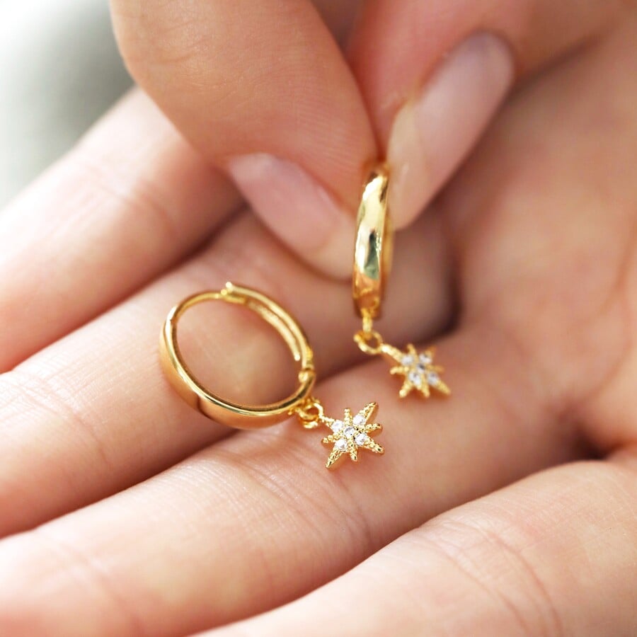 Image of Lisa Angel | Tiny Star Charm Huggies