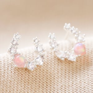 Image of Lisa Angel | Crystal and Opal Horseshoe Earrings