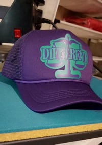 Image 1 of "DIFFERENT"⚖️ TRUCKER HAT "PURPLE/AQUA MARINE