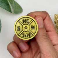 Image 1 of 300 Club Pin: Strength And Accomplishment Pin for Weightlifting Achievements