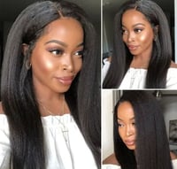 Image 3 of Kinky Straight Frontal Wig Bleached Knots- 13x4