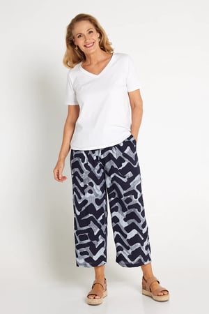 Image of Anne Wave Linen/Cotton Pants - Navy