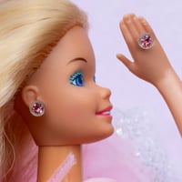 Image 1 of Deep rose pink - Barbie style earrings and ring set