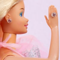 Image 1 of Pale pink - Barbie style earrings and ring set