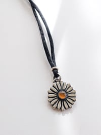 Image 5 of Daisy recycled textured silver & yellow chalcedony pendant