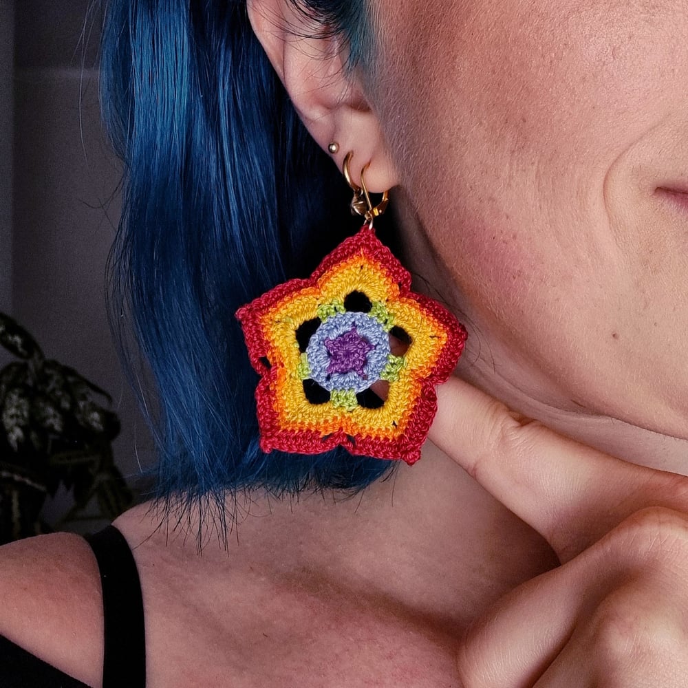 Rainbow Flower Earrings 