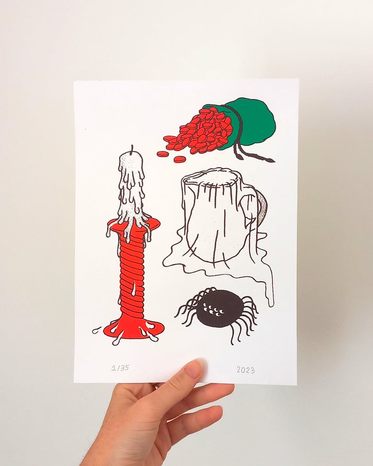 Sérigraphie Trop de cire, trop de pattes, trop d'eau et trop d'argent Image 2