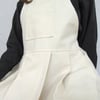 NEW! Undyed Canvas Apron with Royal Blue Adjustable Straps. Pleated Split Leg Pinafore No25