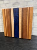 Blue Epoxy Striped Charcuterie Board