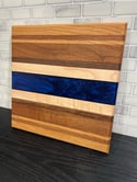 Blue Epoxy Striped Charcuterie Board