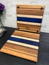 Blue Epoxy Striped Charcuterie Board