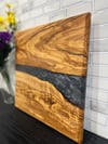 Olive Wood and Black Epoxy River Charcuterie Board